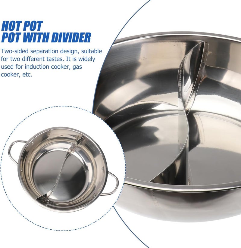 Matiko Stainless Steel Shabu Shabu Hot Pot Pot with Divider for Induction Cooktop Gas Stove  - Image 3