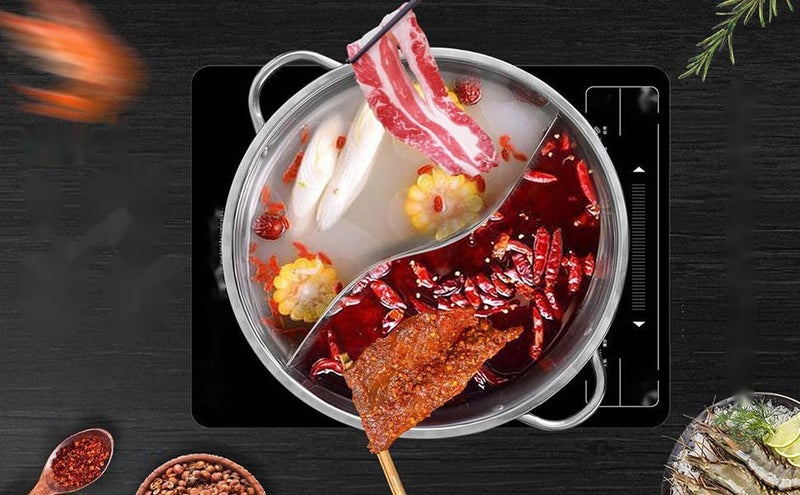 Matiko Stainless Steel Shabu Shabu Hot Pot Pot with Divider for Induction Cooktop Gas Stove  - Image 2
