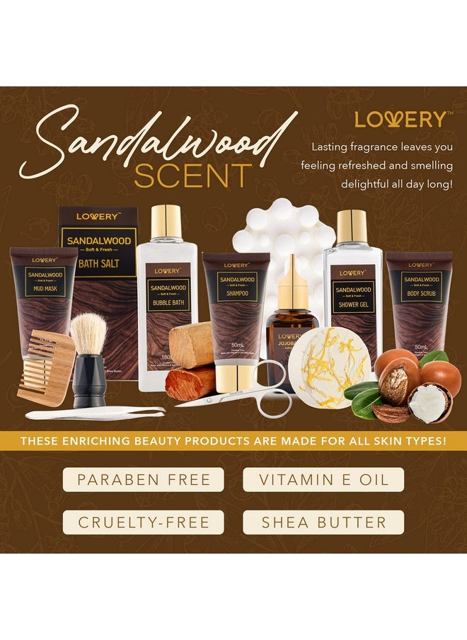LOVERY - Mens Gift Set 14Pc Sandalwood Bath Gift Set Personal Self Care Kit Gifts From Son Relaxing Man Gift Basket For Dad Boyfriend Husband Birthday Basket Grooming & Skin Care For Men - Image 1