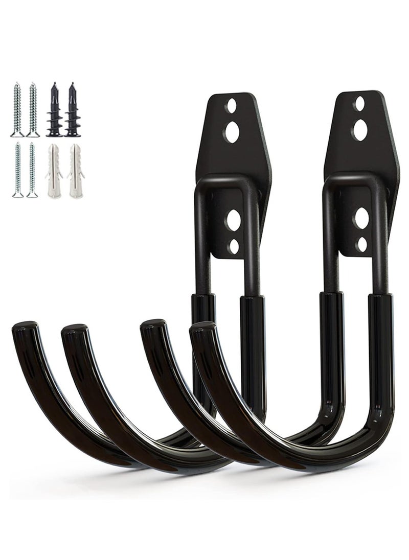 Arabest - Garage Hanging Hooks, Pack of 2 Wall Mounted Garden Hose Holder, Car Hose Bracket Bracing with Screws and Expansion Bolt, Heavy Duty Steel Garage Storage Utility Hooks with Anti Slip Coating - Image 1