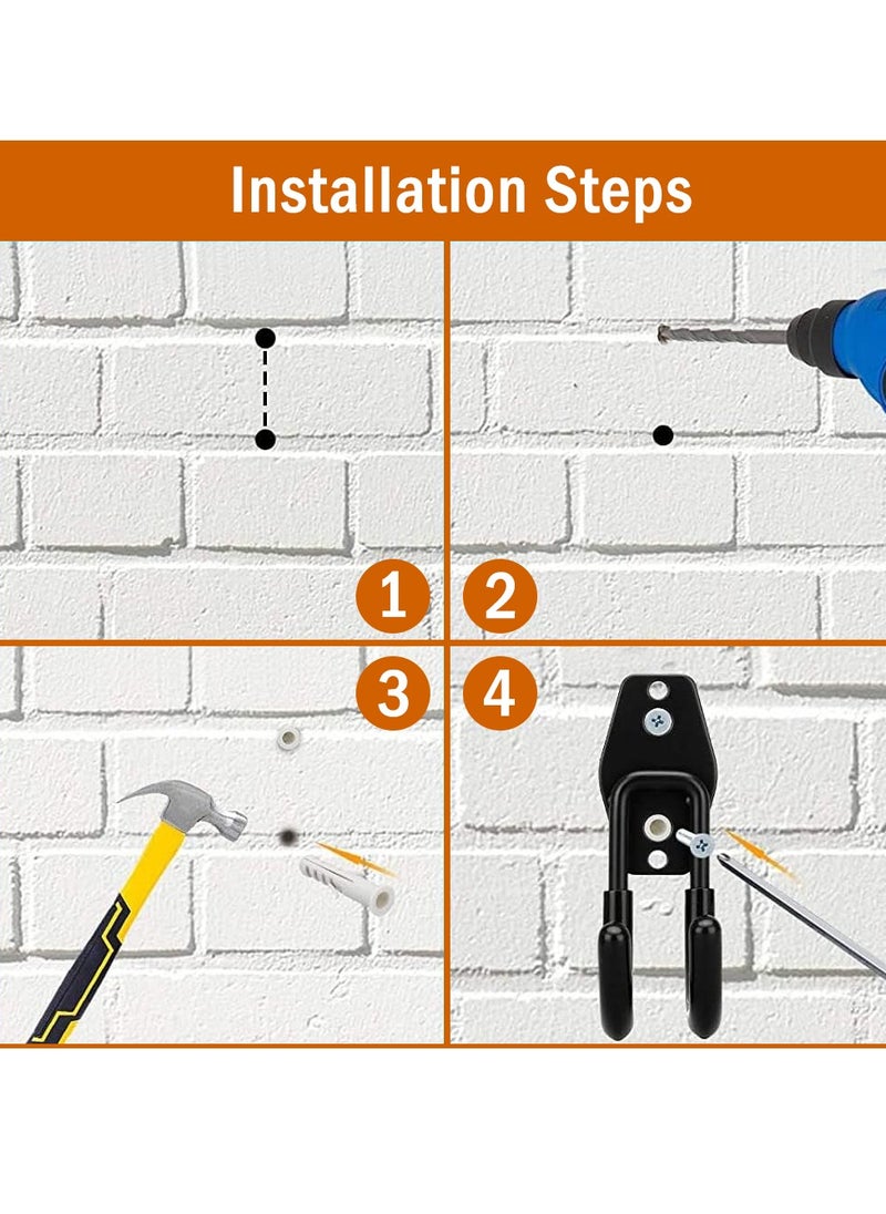 Arabest - Garage Hanging Hooks, Pack of 2 Wall Mounted Garden Hose Holder, Car Hose Bracket Bracing with Screws and Expansion Bolt, Heavy Duty Steel Garage Storage Utility Hooks with Anti Slip Coating - Image 1