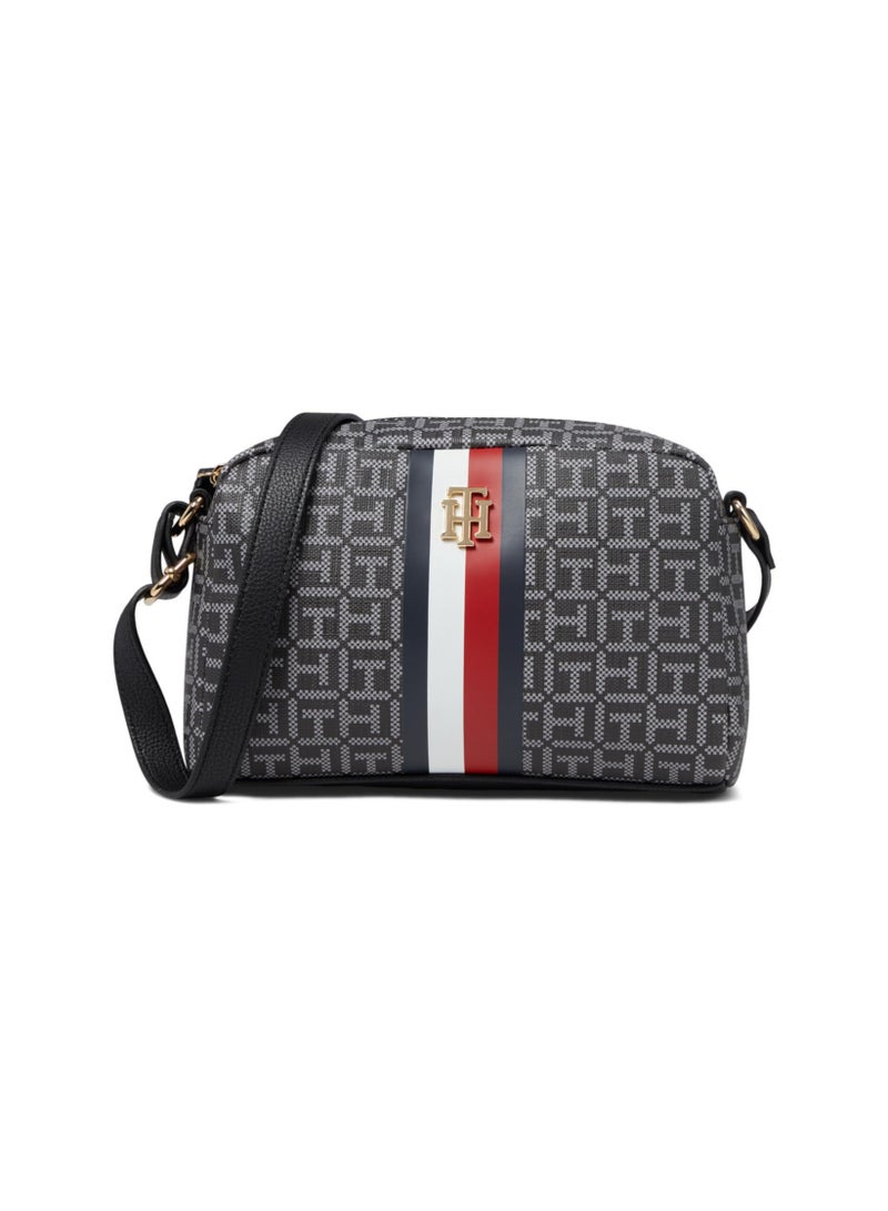 Hilfiger Denim Tommy Hilfiger Women's Monogram Camera Crossbody Bag with Signature Stripe - Charcoal/Multi - Image 1