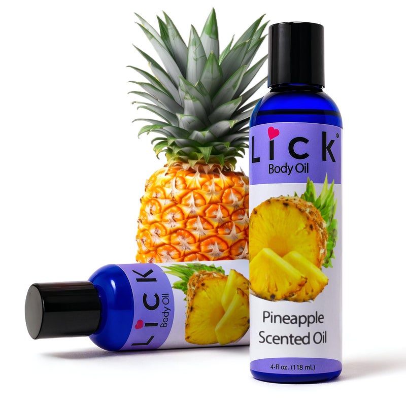 LICK زيت الجسم المعطر بالأناناس من LICK - زيت مرطب فاخر لبشرة متألقة، غني بزيوت الخروع، اللوز، الجوجوبا، وفيتامين E. مثالي للتدليك، والعناية اليومية 4 أونصة سائلة. - Image 3