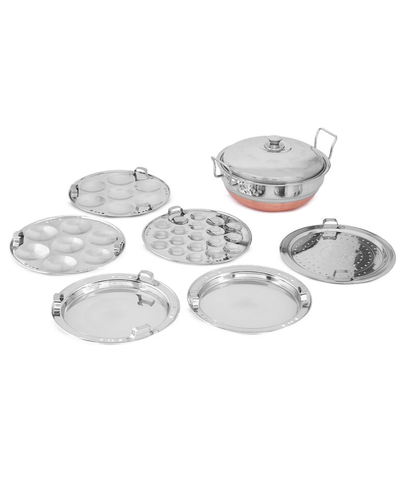 WayMore Black Pearl Plus Hard Anodised 6 Pcs Multi Kadai with Stainless Steel Lid,2 Idli Plates,2 Dhokla Plates & 1 Patra Plate (Induction Compatible) - Image 2