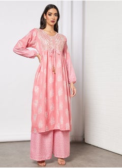 2-Piece Jalabiya And Pants Set With Matching Sheila