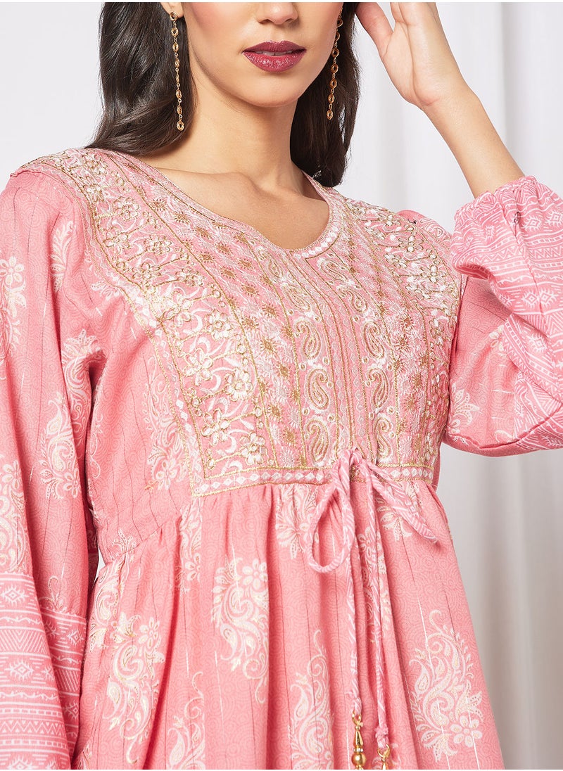 HANA & SARA - 2-Piece Jalabiya And Pants Set With Matching Sheila - Image 1