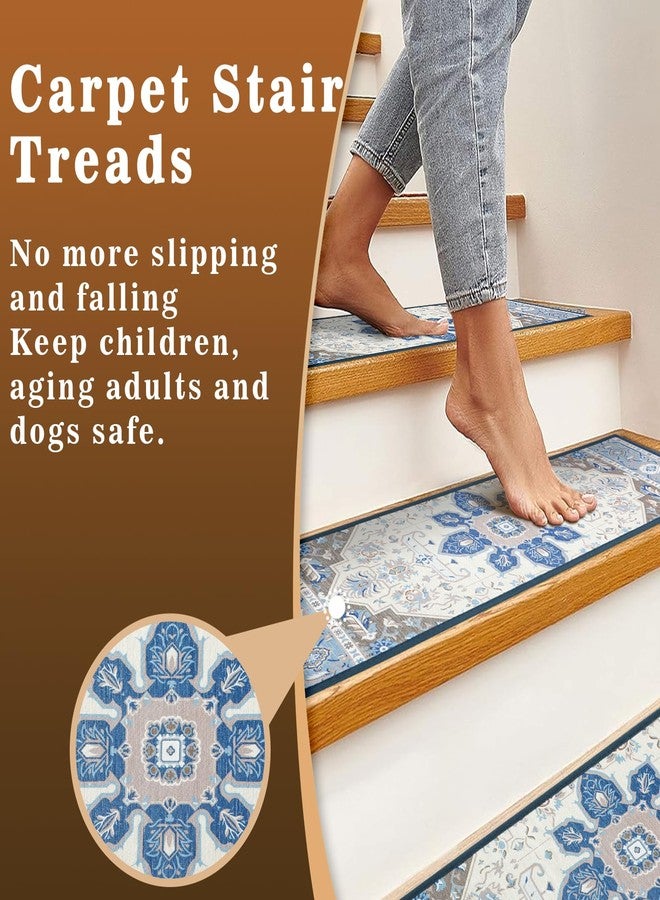 FlowaFoli 15Pcs Stair Treads for Wooden Steps Indoor with Self Adhesive, 8"x30" Non Slip Stair Treads Stair Carpet Runner, Resistant Indoor Runner for Kids、Elders and Pets,White and Brown - Image 3