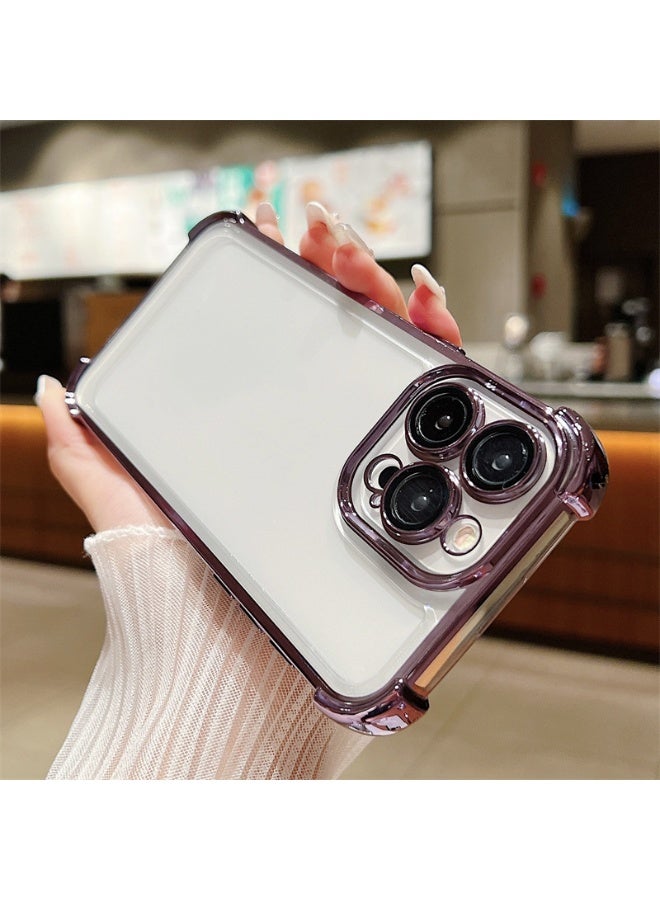 NIBEMINENT Electroplated Four Corner Anti Drop Protective TPU Case Cover For iPhone 16 Plus, Purple