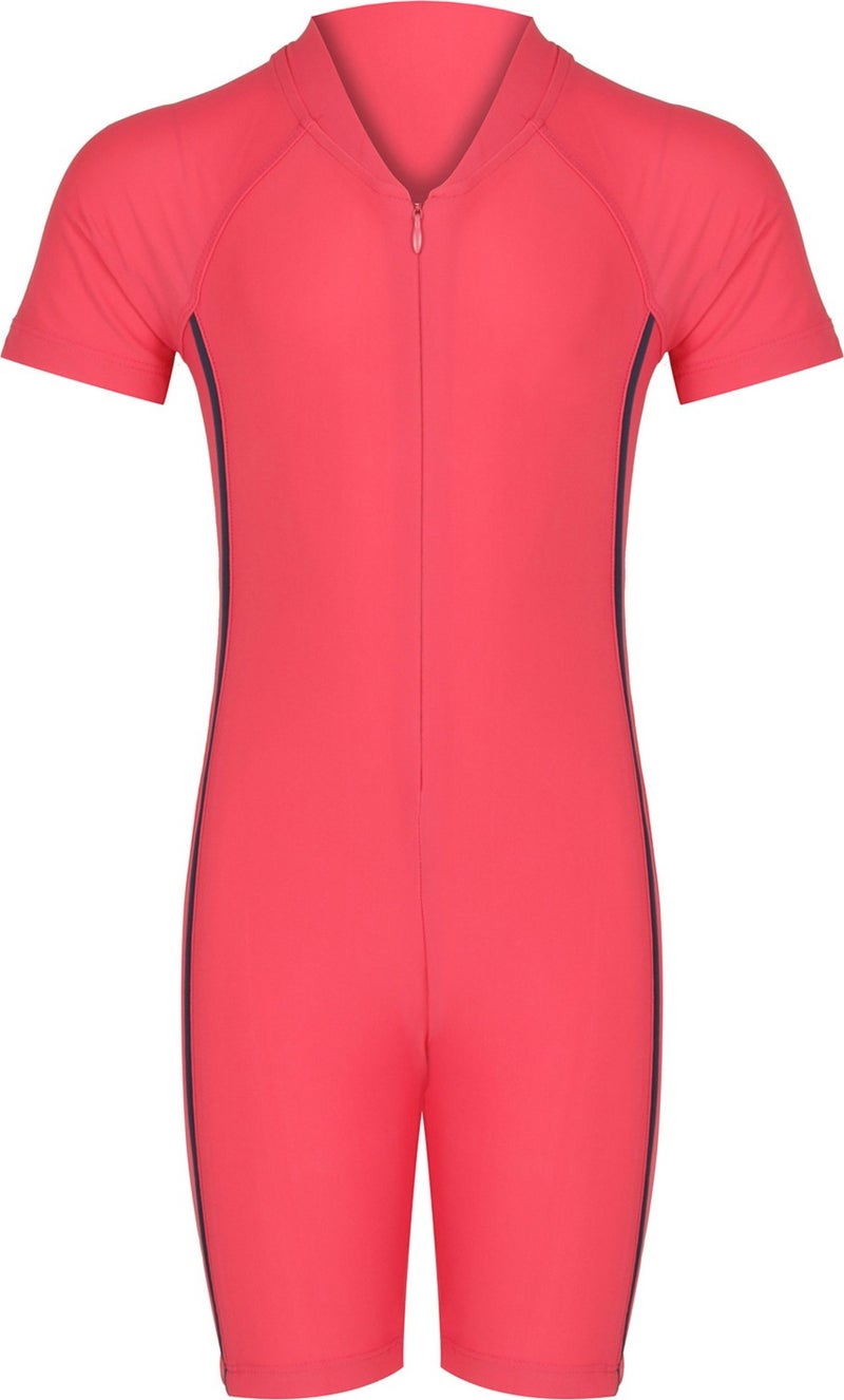 REMSA Jumpsuit Short Sleeve Shorts Kids Swimsuit Clous 5155 Coral  - Image 1