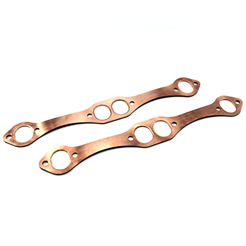 Jetuplusllc SBC Oval Port Copper Header Exhaust Gaskets Compatible with SB Chevy 327 305 350 383 Reusable - Image 1