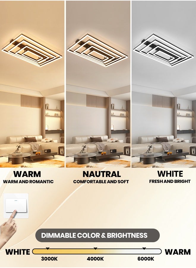 YATAI LIGHTING - Modern Light fixtures Ceiling Light,Remote control 4-Heads Rectangular Modern Dimmable Ceiling Light Fixture,184W LED Ceiling light Geometric Acrylic Living Room Light Fixture Ceiling Light - Image 1