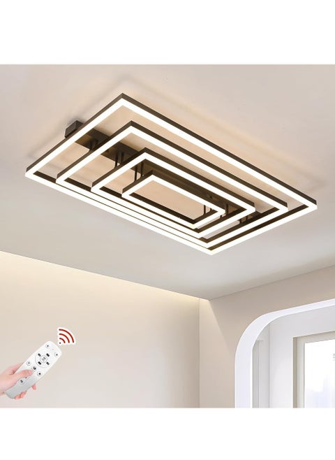 Modern Light fixtures Ceiling Light,Remote control 4-Heads Rectangular Modern Dimmable Ceiling Light Fixture,184W LED Ceiling light Geometric Acrylic Living Room Light Fixture Ceiling Light