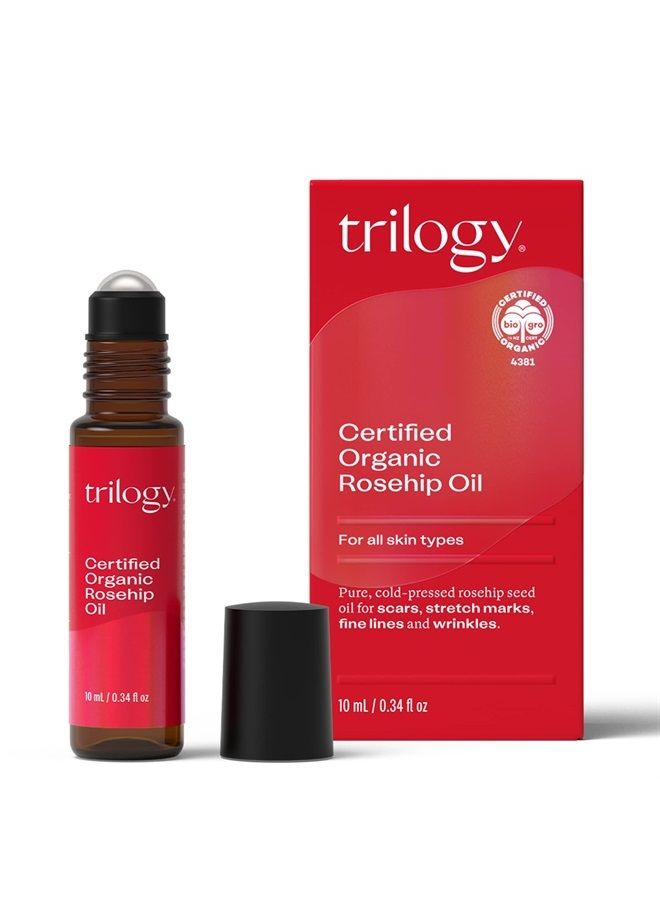 Trilogy Certified Organic Rosehip Oil - Pure Rosehip Oil Reduces the Appearance of Wrinkles, Scars, Stretchmarks and Evens Skin Tone, 0.34 oz (10 ml) - Image 1