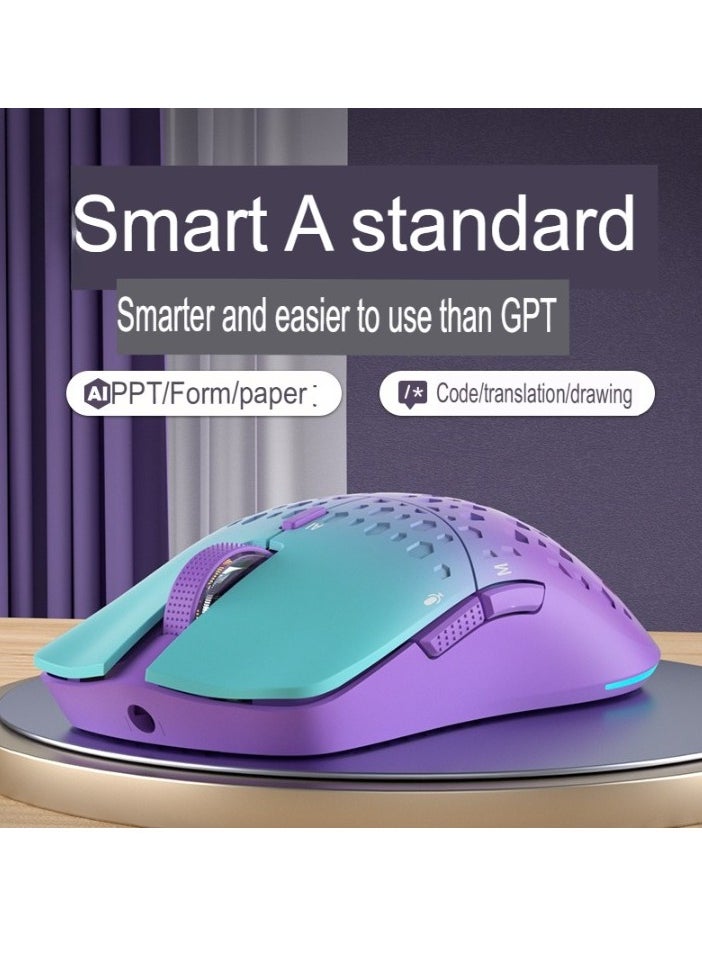 Generic AI Smart Mouse, Lightweight And Portable Gaming Mouse, Honeycomb Shell Design Wireless Bluetooth Mouse With RGB Backlight And Adjustable Dpi, (1pc, White Purple And Orange)  - Image 3