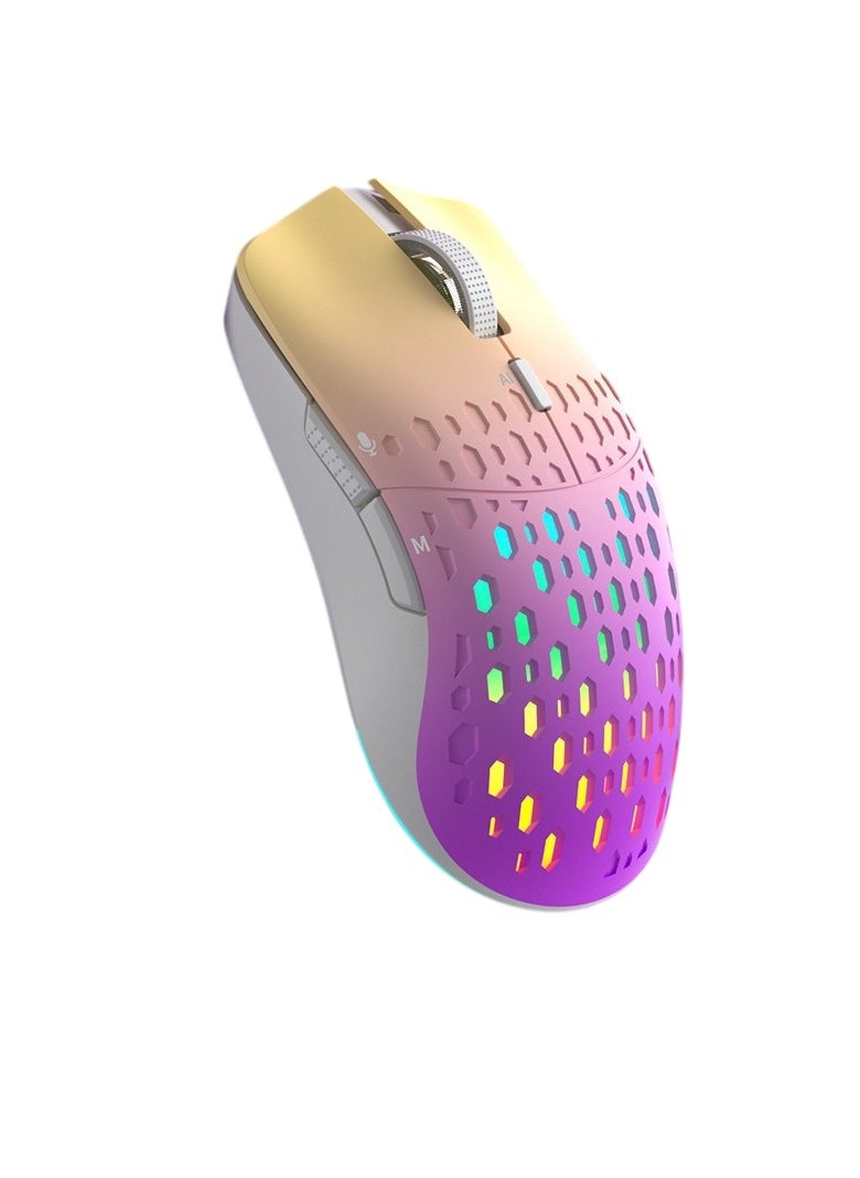 Generic AI Smart Mouse, Lightweight And Portable Gaming Mouse, Honeycomb Shell Design Wireless Bluetooth Mouse With RGB Backlight And Adjustable Dpi, (1pc, White Purple And Orange)  - Image 1