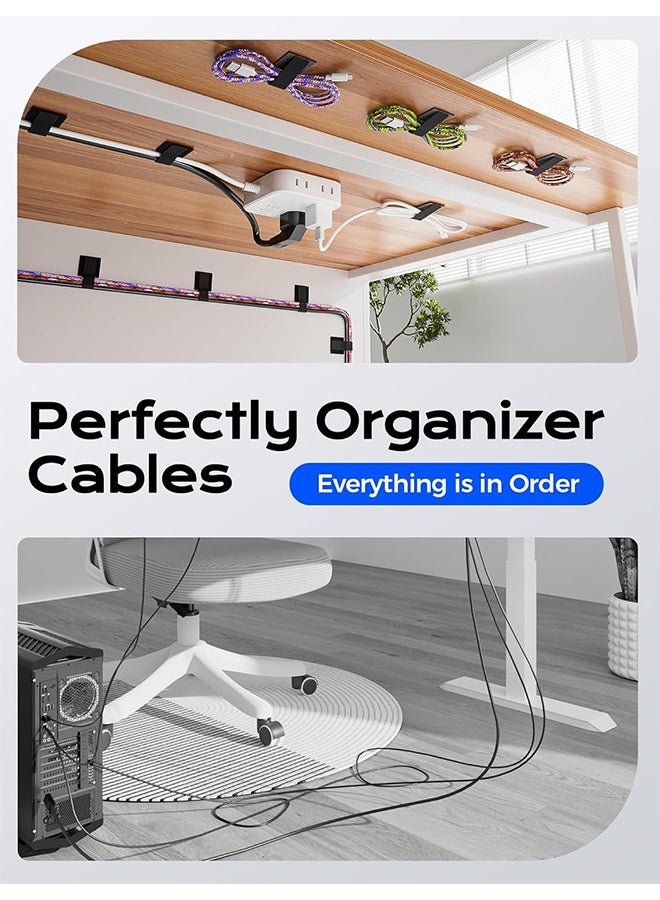 HY 60 Pcs Reusable Cable Ties, Self-Adhesive Hook and Loop Cable Ties, Cord Organizer for Appliances,Suitable for Office And Home Use, Cable Ties Can Easily Organize Desktop Wires and Network Cables - Image 4