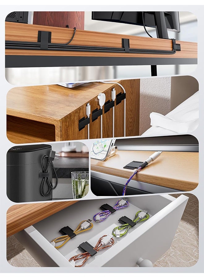 HY 60 Pcs Reusable Cable Ties, Self-Adhesive Hook and Loop Cable Ties, Cord Organizer for Appliances,Suitable for Office And Home Use, Cable Ties Can Easily Organize Desktop Wires and Network Cables - Image 2