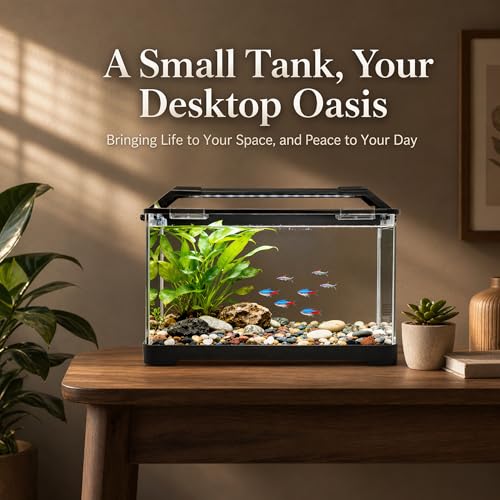 eWonLife 3.5 Gallon Betta Fish Tank, All in One Aquarium Starter Kits with Back Filter, Adjustable Pump, 25W Heater, LED Thermometer, LED Light with Timer & Water Changer Kit, Gifts for Mom Wife - Image 2