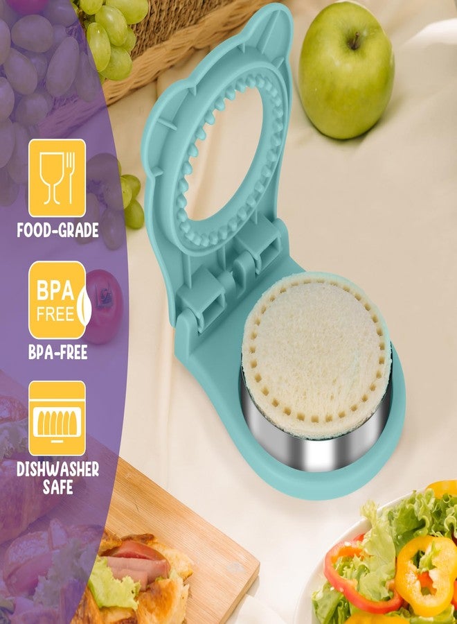 TACGEA Uncrustable Sandwich Cutter Maker – Sandwich Sealer and Cutter for Lunchbox and Breakfast, Circle Shape, Light Blue - Image 5