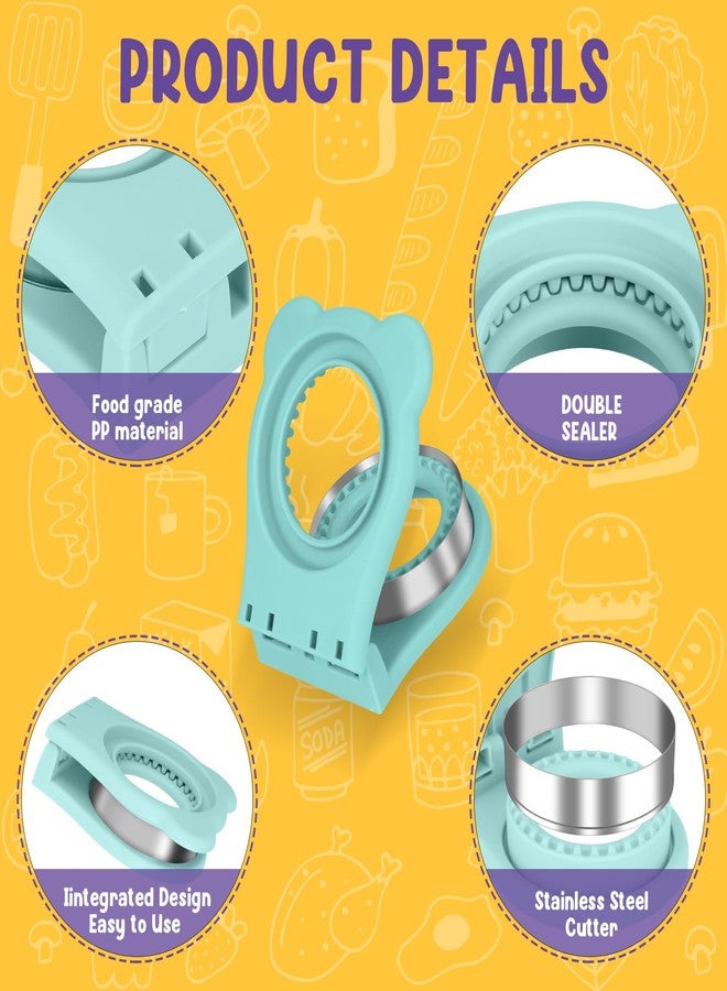 TACGEA Uncrustable Sandwich Cutter Maker – Sandwich Sealer and Cutter for Lunchbox and Breakfast, Circle Shape, Light Blue - Image 3