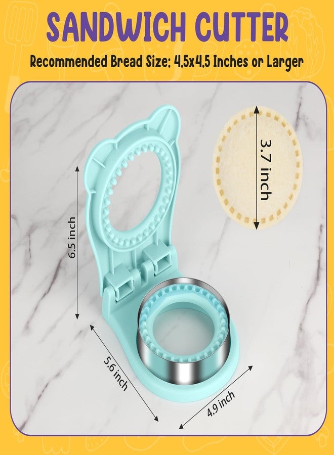 TACGEA Uncrustable Sandwich Cutter Maker – Sandwich Sealer and Cutter for Lunchbox and Breakfast, Circle Shape, Light Blue - Image 2