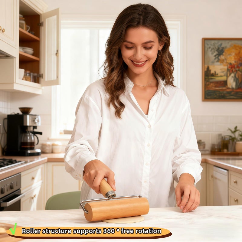 RyanDesign Wooden Rolling Pin Set - Non-Stick Pizza & Dough Roller, Ergonomic Bakery Tool for Cookies, Pie, Bread Dough | Heavy Duty, Easy Clean, Compact Storage | Kitchen Gadget Essential - Image 3