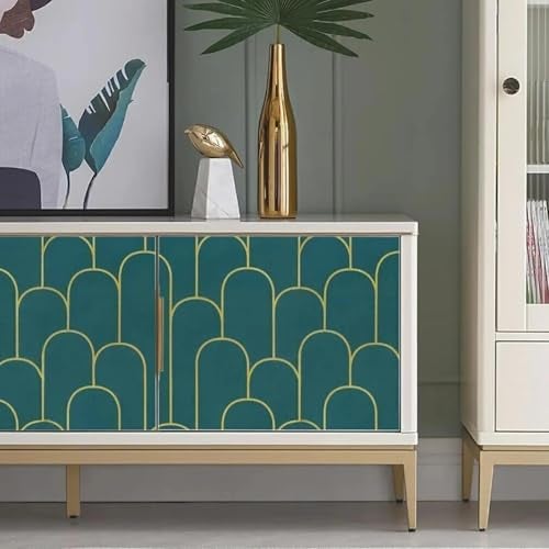Jig-Tik Contact Paper Waterproof PVC Wallpapers Roll Embossed Europe Style Nordic 3D Sculpture Flower Wall Covering Modern Wall Décor(45 * 300) (1, White Black) (1, Green Gold) - Image 4