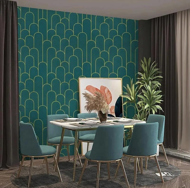 Jig-Tik Contact Paper Waterproof PVC Wallpapers Roll Embossed Europe Style Nordic 3D Sculpture Flower Wall Covering Modern Wall Décor(45 * 300) (1, White Black) (1, Green Gold) - Image 5