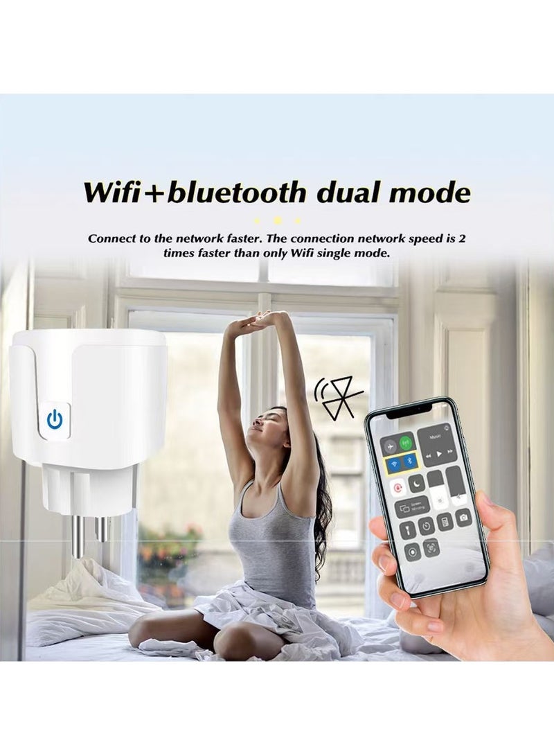 Smart WiFi Plug, 16A Smart Outlet Plug Socket for Home appliances Automation Compatible with Google Home & Alexa. Mini Socket with remote & voice control with timer function. No Hub required. (Pack of 2)  - Image 2
