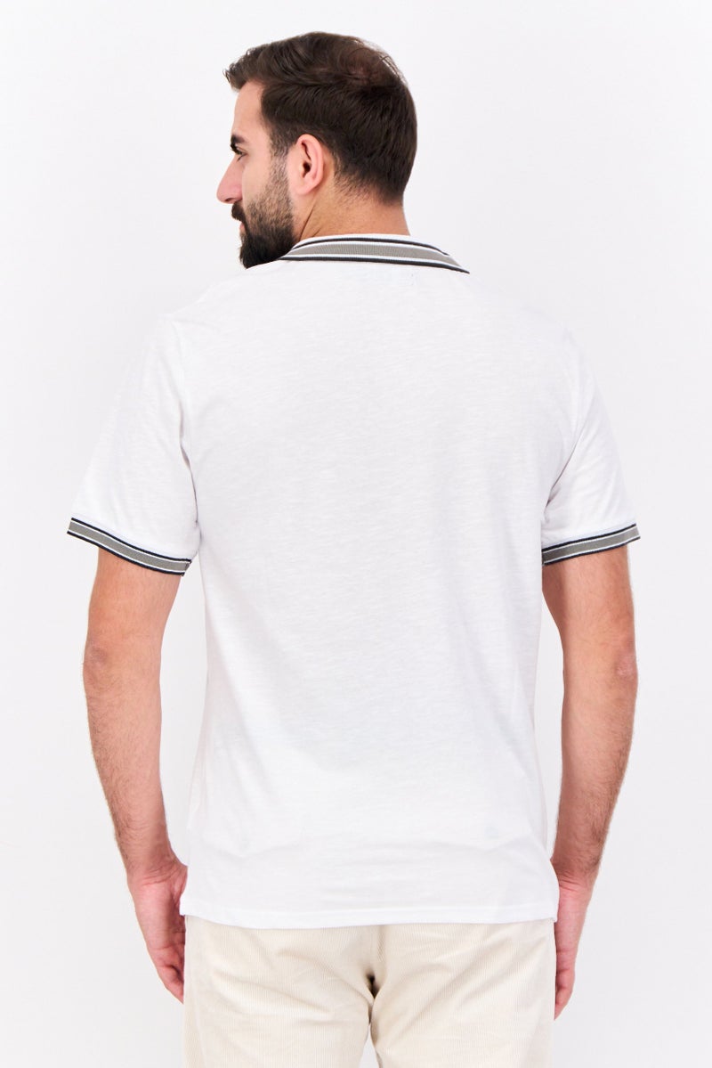 Company Eighty One Men Regular Fit Short Sleeves Brand Logo Polo Shirt, White - Image 3