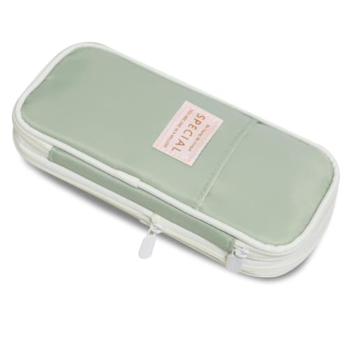 WAFJAMF Large Capacity Pencil Box with Zipper Big Storage Bag Pouch Holder Box Organizer for Office Travel Light Green - Image 1