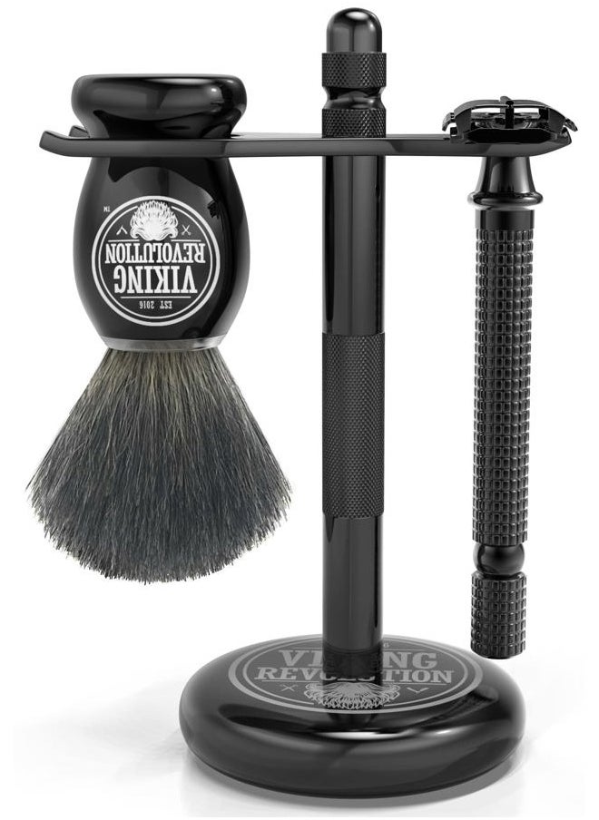 Viking Revolution Black Safety Razor Stand - Razor Holder and Shaving Brush Stand to Prolong the Life of Your Razor - Weighted Bottom for Extra Stability  - Image 3