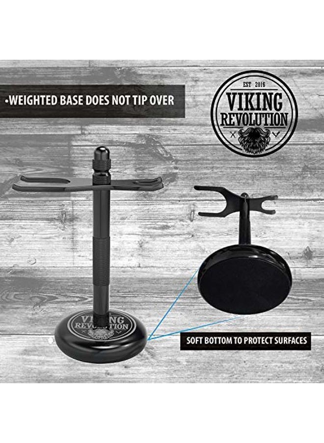 Viking Revolution Black Safety Razor Stand - Razor Holder and Shaving Brush Stand to Prolong the Life of Your Razor - Weighted Bottom for Extra Stability  - Image 4