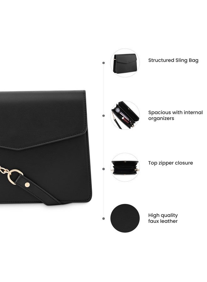 Fastrack Solid Structured Sling Bag for Women, Girls and Ladies | Gold Chain Sling Straps | Ladies Purse Handbag - Image 3