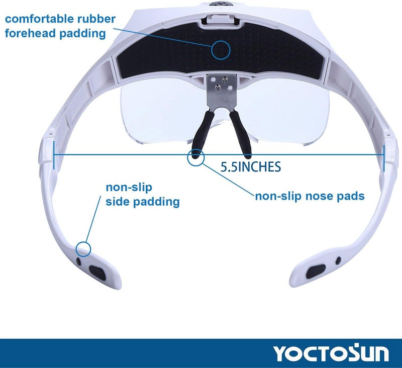 YOCTOSUN LED Head Magnifier - Rechargeable Hands-Free Magnifying Glass with Interchangeable Lenses and LED Light - Image 5