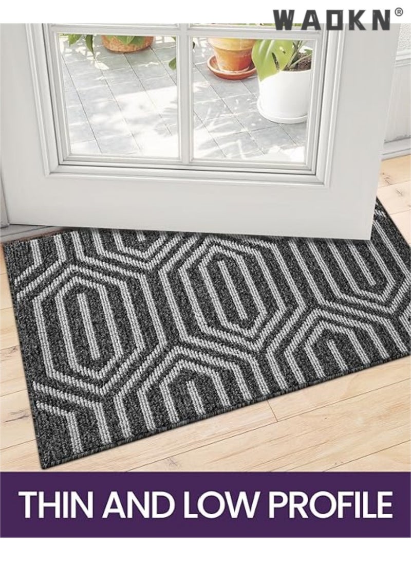 WAOKN Indoor Door Mat Durable Front Door Mats for Entryway, Non Slip Absorbent Resist Dirt Entry Rug, 20"X31" Doormat Indoor Entrance, Machine Washable, Black  - Image 5