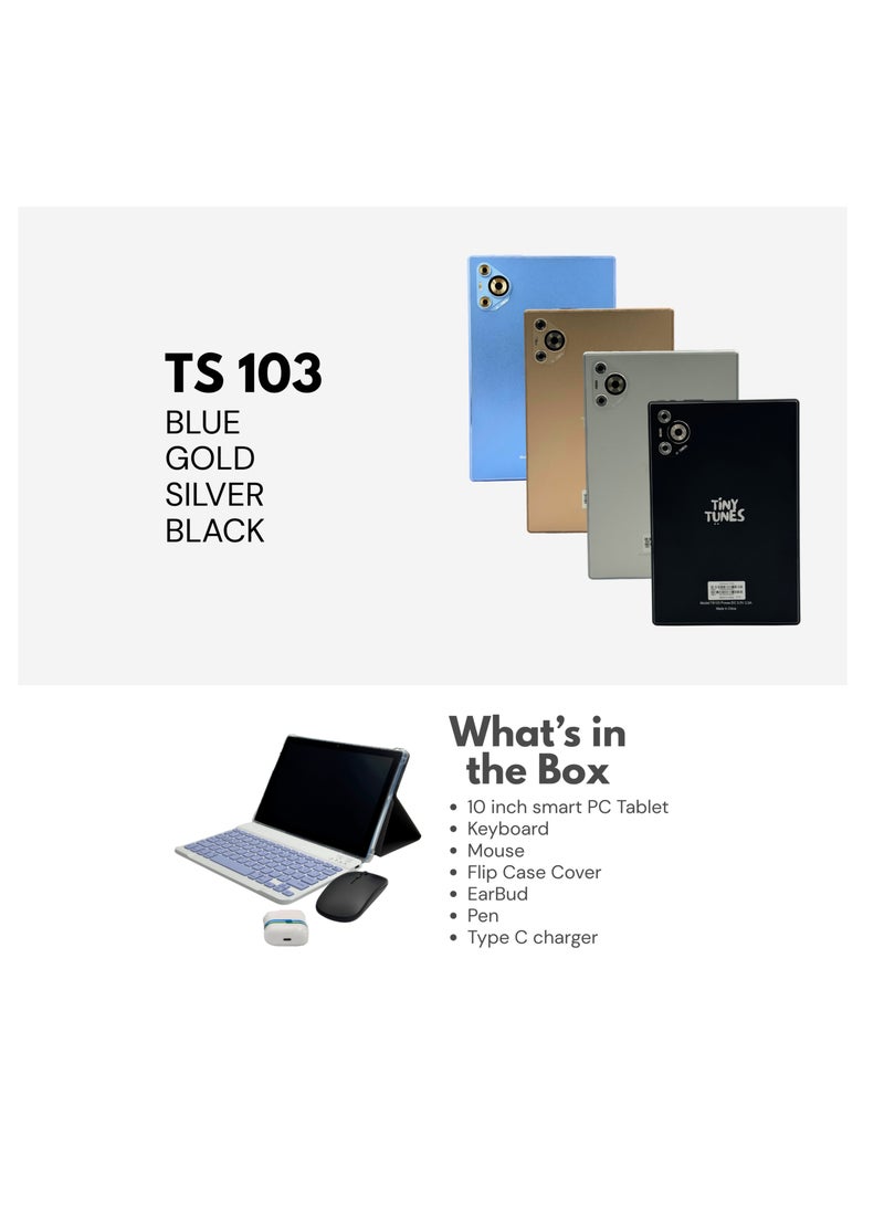 Tiny Tunes TS103 10 inch Smart Tablet | Dual SIM | Touch Pen | Keyboard | Mouse | Earbud  - Image 3