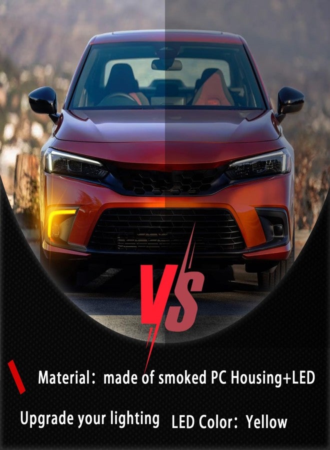 PGTOPONE Switchback White/Amber LED Front Fog Daytime Running Lamp Dynamic Sequential LED Turn Signal Light Function Compatible with Honda CIVIC 11th 2022 LX EX Touring Sport - Image 4