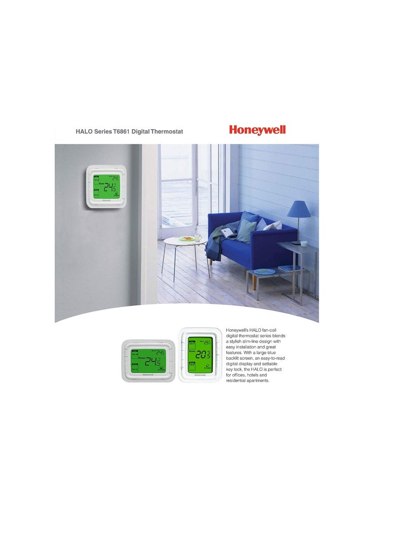 T6861H2WG fancoil On/Off thermostat, with remote sensor and remote setback inputs