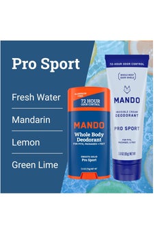 Mando Mando Whole Body Deodorant - Invisible Cream and Solid Formulas - 72 Hour Odor Control - Aluminum & Baking Soda Free - Skin Safe - 3 oz Cream & 2.6 oz Solid Bundle - Pro Sport  - Image 3