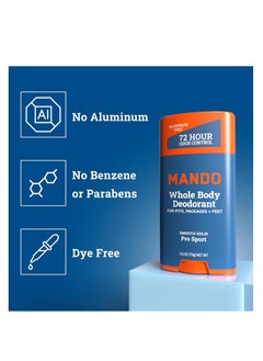 Mando Mando Whole Body Deodorant - Invisible Cream and Solid Formulas - 72 Hour Odor Control - Aluminum & Baking Soda Free - Skin Safe - 3 oz Cream & 2.6 oz Solid Bundle - Pro Sport  - Image 5