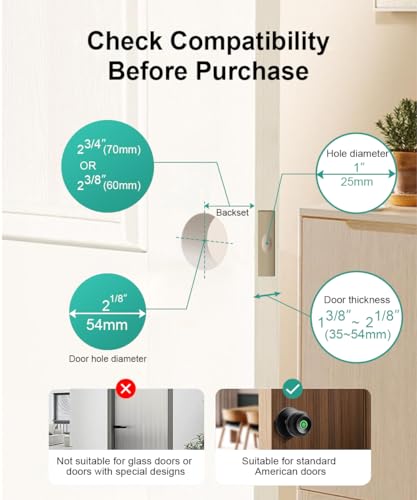 KLLOQUE Fingerprint Door Lock, Smart Fingerprint Door Knob with Lock, Biometric Door knob with App Control & Key, Keyless Thumbprint Entry Door Lock for Bedroom, Front Door, Home, Apartment Office and Garages - Image 5