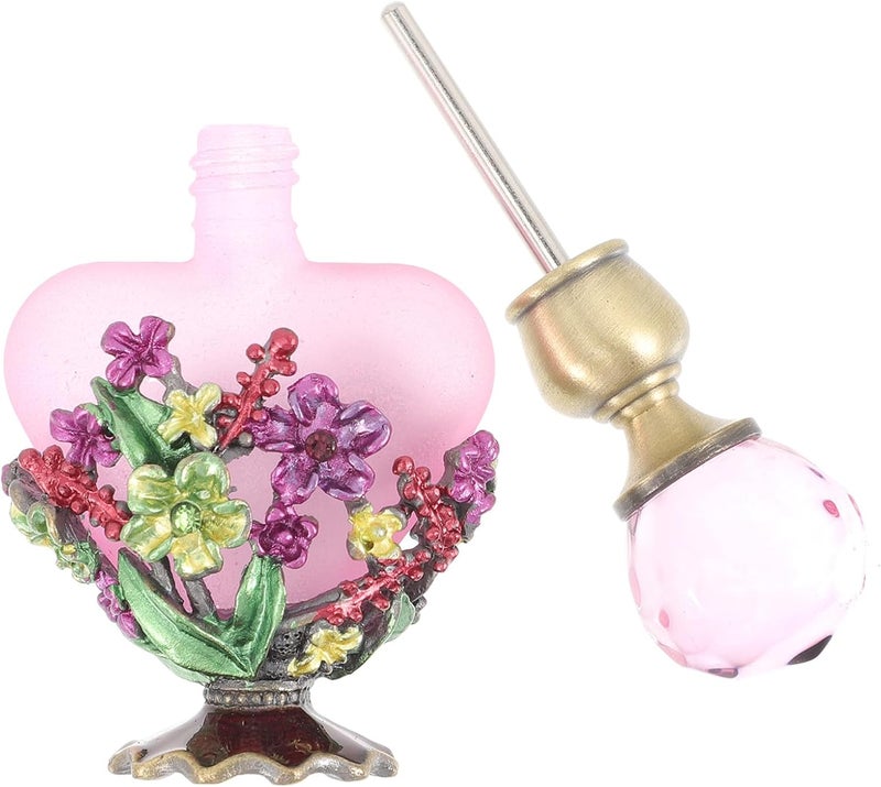 Retro Painted 5ml Perfume Sample Bottle with Enamel Coating, Empty Glass Essential Oil Storage Container, Vintage Metal Butterfly Aromatherapy Bottle for Home Décor and Travel Use - Image 1
