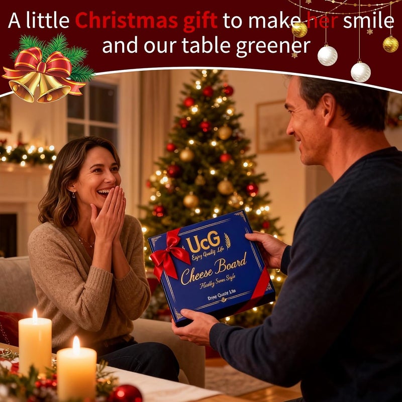 UTCG Charcuterie Board Gifts for Women: Bamboo Folding Cheese Board with Knife Set - Unique White Elephant Gift, Christmas Birthday Party House Warming Gift for Mom Wife Girlfriend - Image 2