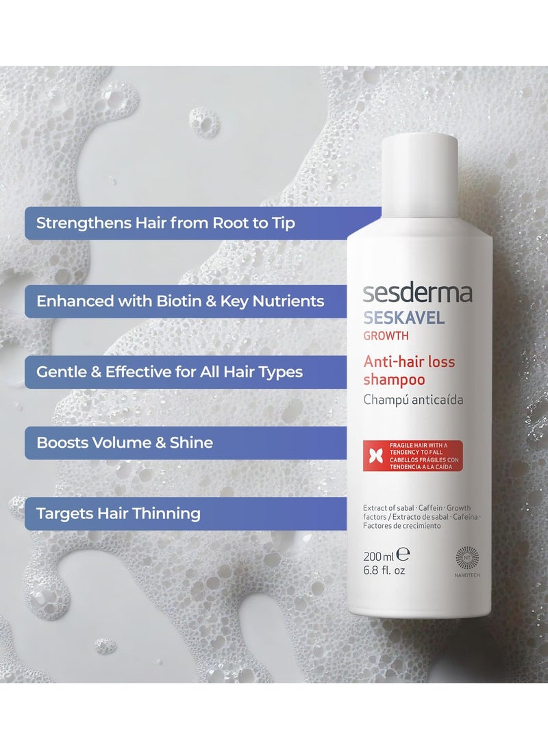 SeSDERMA Sesderma SESKAVEL Strengthening Hair Shampoo for Thinning and Fragile Hair 6.8 fl. Oz - Image 2