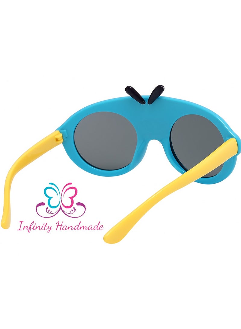 نظارات شمسية مستقطبة للأطفال، تصميم كرتوني، إطار سيليكون غير قابل للكسر، حماية من الأشعة فوق البنفسجية 400، مناسبة للأولاد والبنات. - Image 3