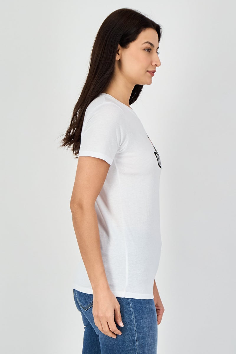Undiz x Disney Pinocchio Women Crew Neck Graphic Print Short Sleeve T-Shirt, White - Image 2
