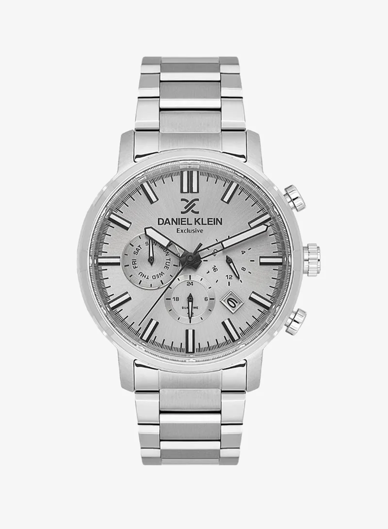 DANIEL KLEIN Men's Stainless Steel Silver Alloy Case Analog Cool Grey 5C Round Sunray Dial Japanese Quartz Exclusive 50 Meters Water Resistant