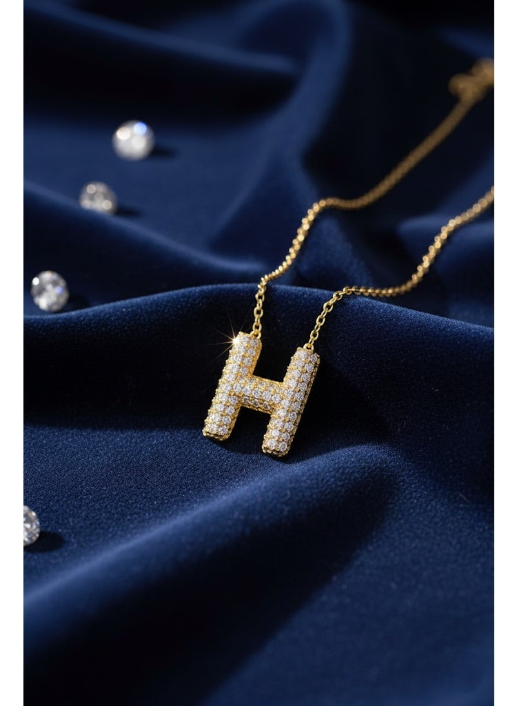 فلافي سلسلة حريمي بدلاية حرف H مرصعة بالكريستال – تصميم أنيق - Image 2