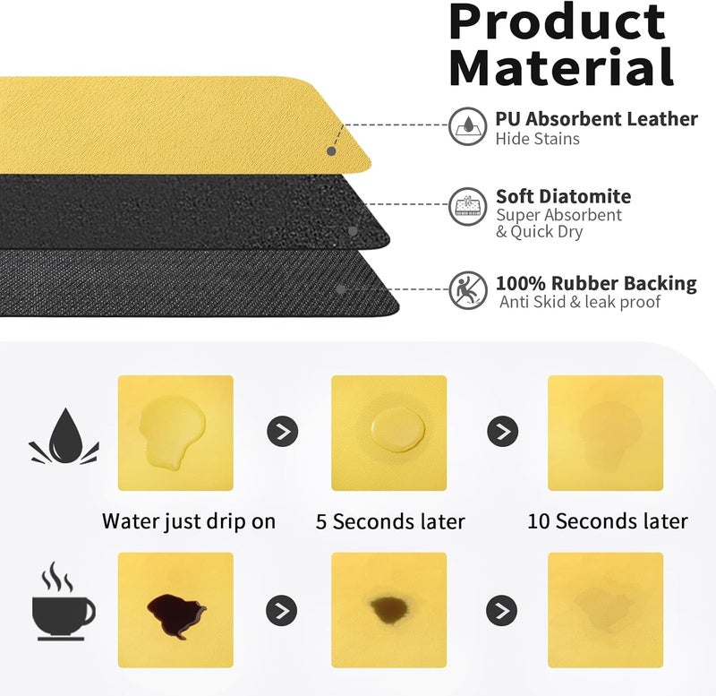 HotLive حصيرة HotLive Coffee Mat - مصنوعة للاستخدام ع��ى طاولات المطبخ أو البارات، تتناسب تحت أجهزة تحضير القهوة أو آلات الإسبريسو، مصنوعة من مادة ماصة لإخفاء البقع، مع ظهر مطاطي. - Image 2